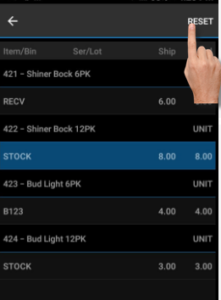 Reset Quantities