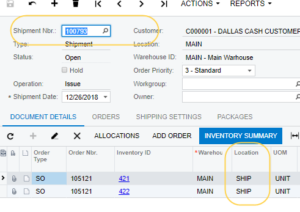 Acumatica Shipment