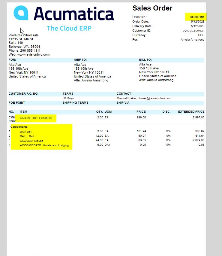 Acumatica generate formats