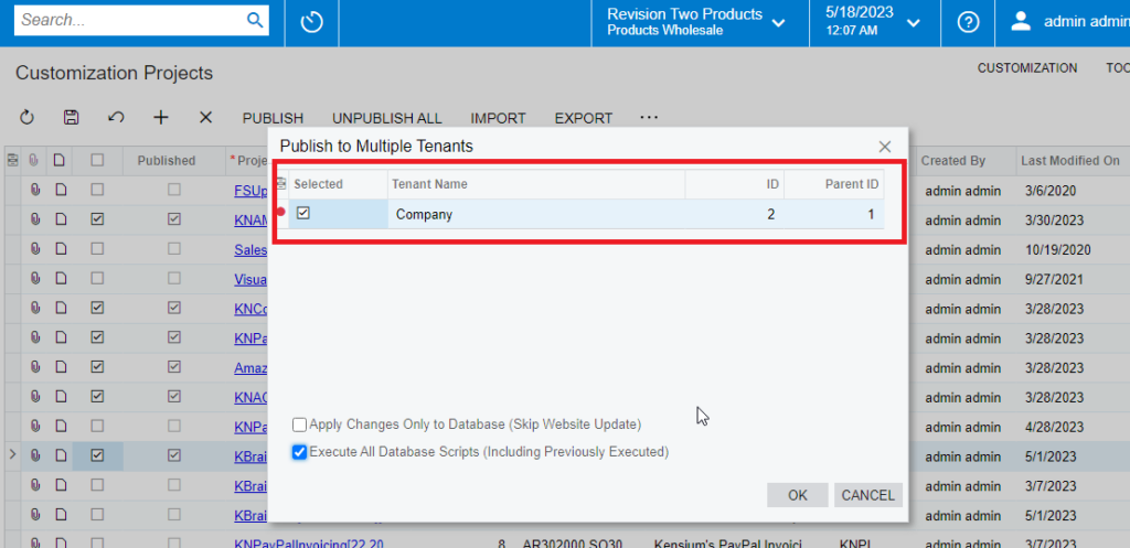 Publish package to multiple tenants