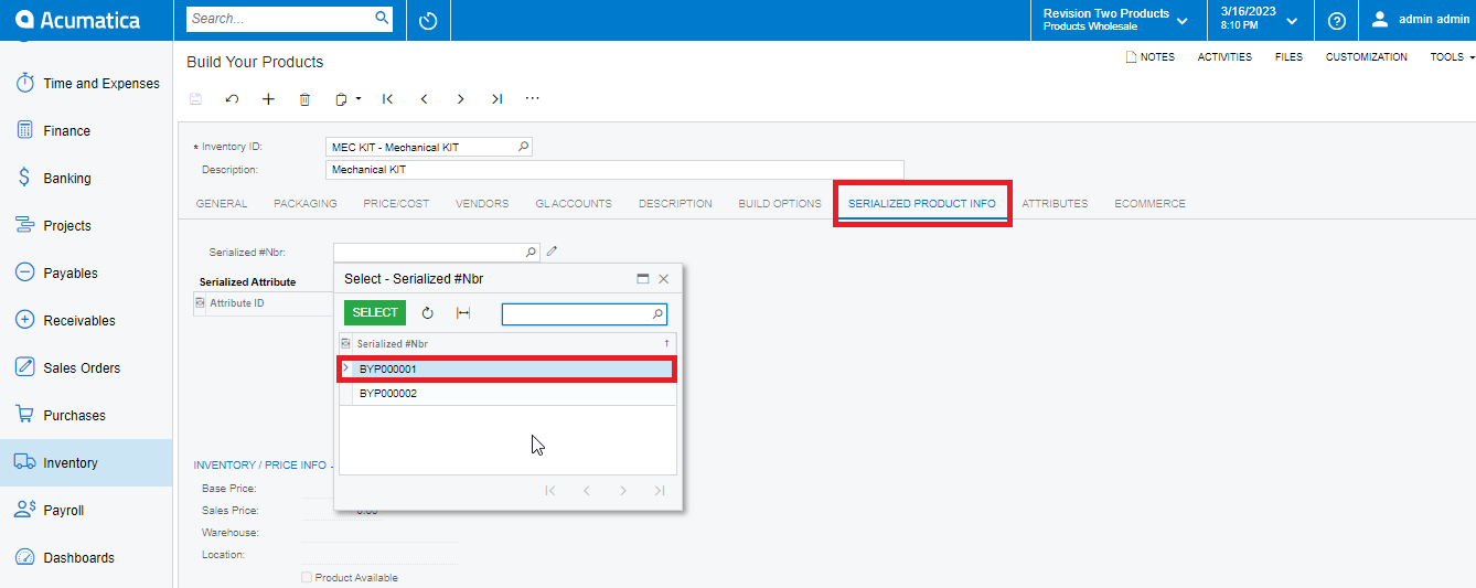Serialized Inventory | Kensium Products Documentation