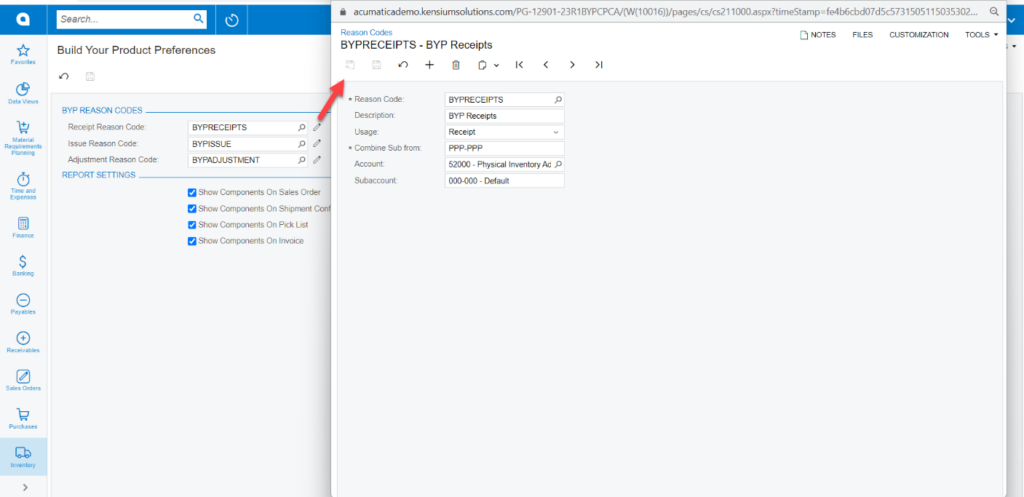 Configure the Receipt Reason Code