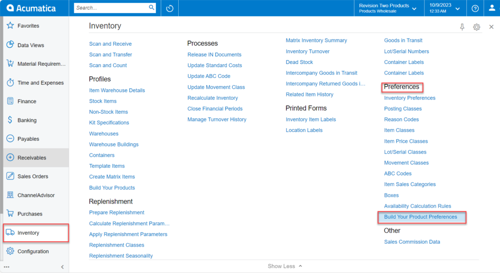 Option for Build Your Product Preferences