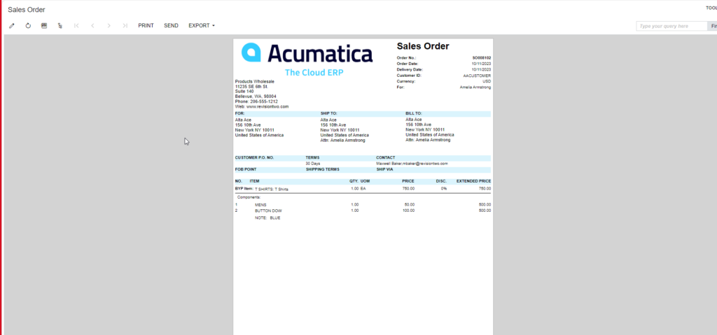 Sales Order Report