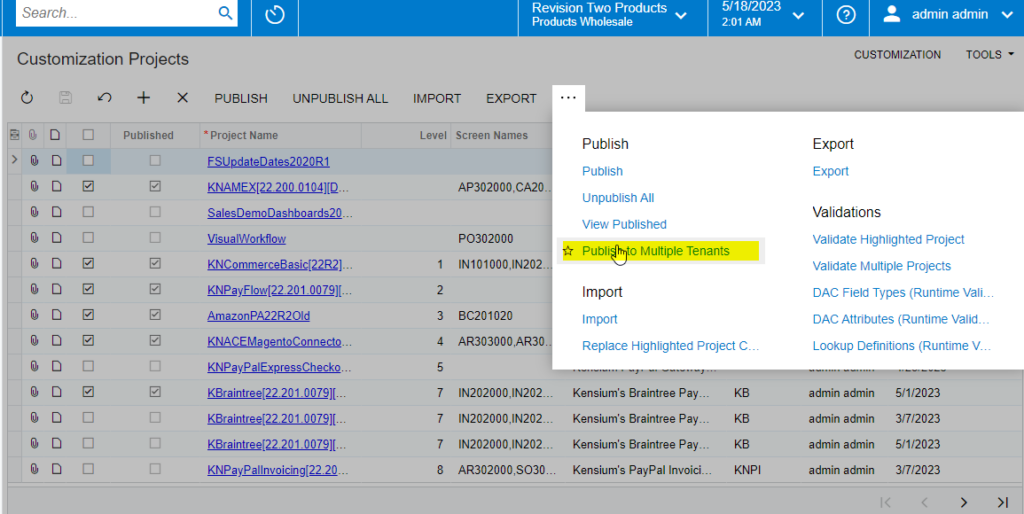 Publish Multiple Tenants