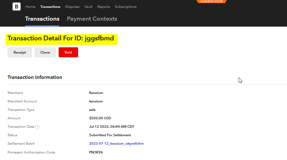 Transaction details on Braintree l3