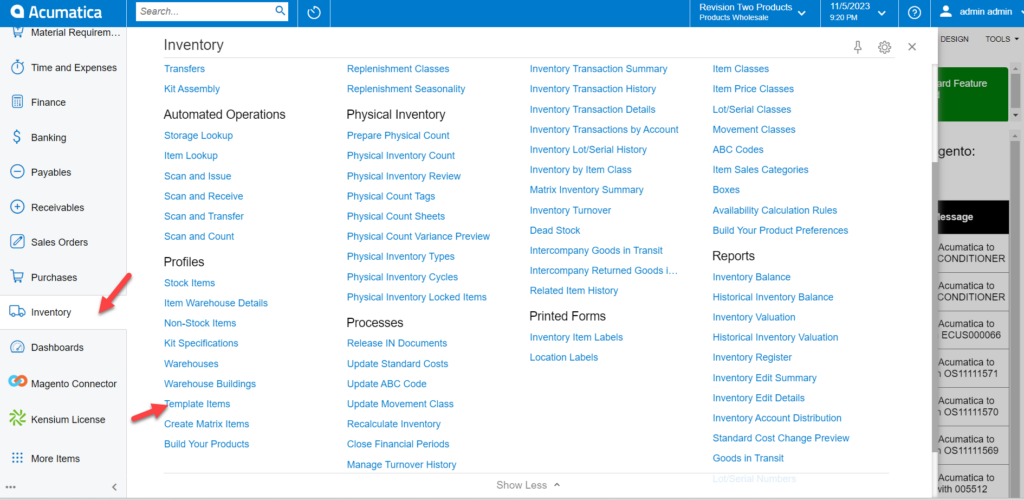 Access Template Items