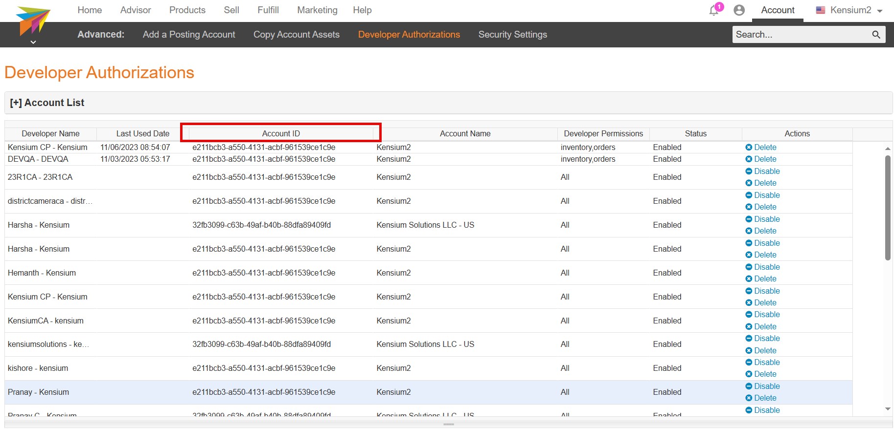 Account ID | Kensium Products Documentation