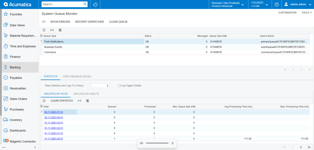 Acumatica System Queue