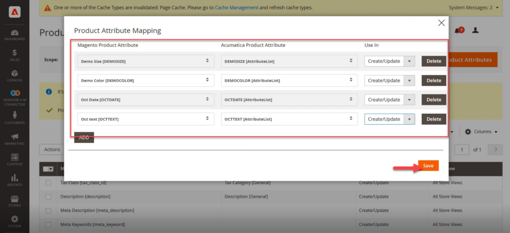 All 4 Product Attributes are mapped