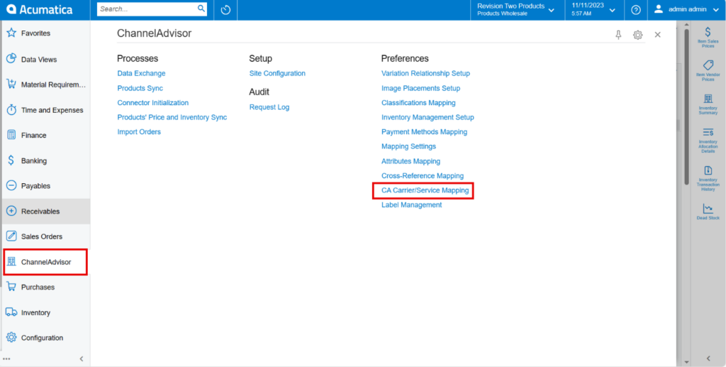 CA Carrier Service Mapping