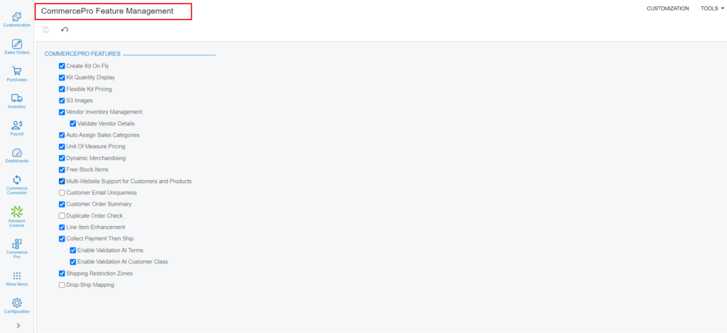 Commerce Pro Feature Management