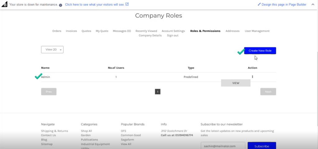 Company Roles Screen