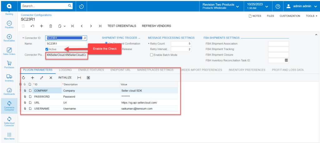 Connector Configuration with Plugin Parameters