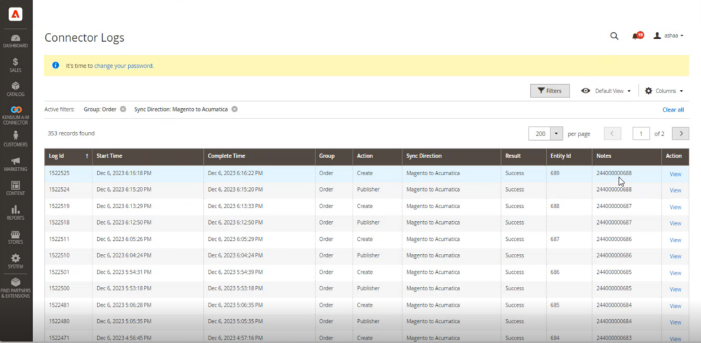 Connector Logs activity