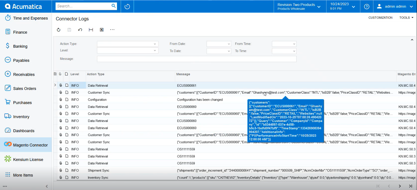 Order Sync from Acumatica to Magento | Kensium Products Documentation