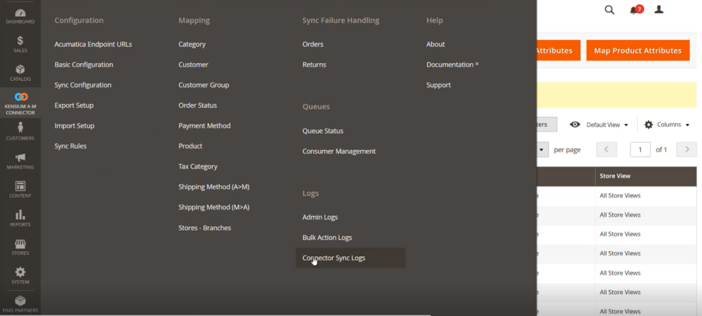 Connector Logs in Magento