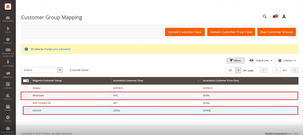 Customer Group Mapping in Acumatica and Magento