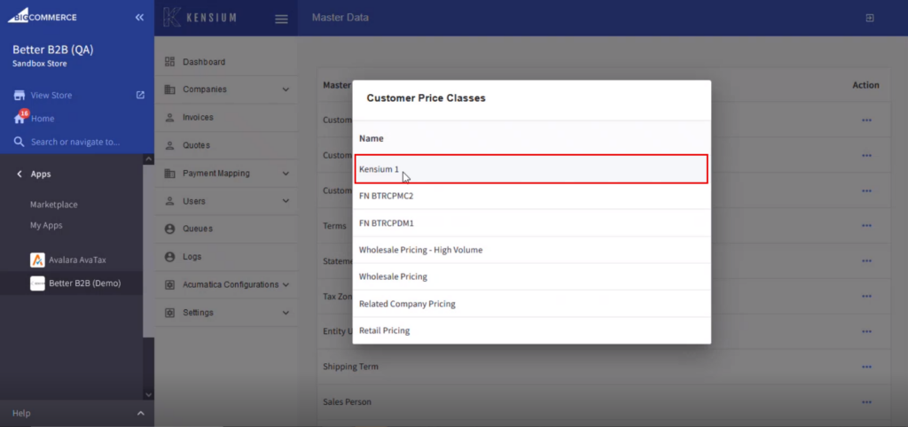 Customer Price Classes in Master Data