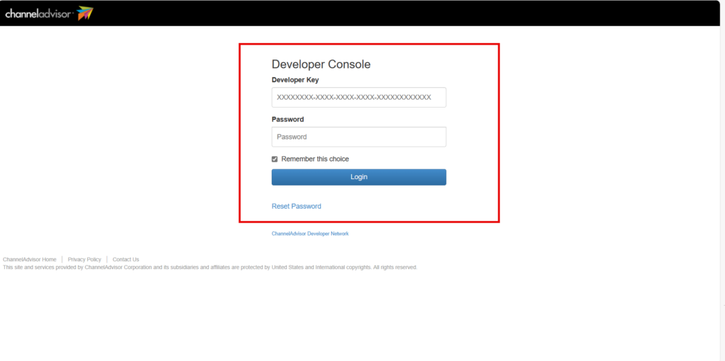 Developer Console login