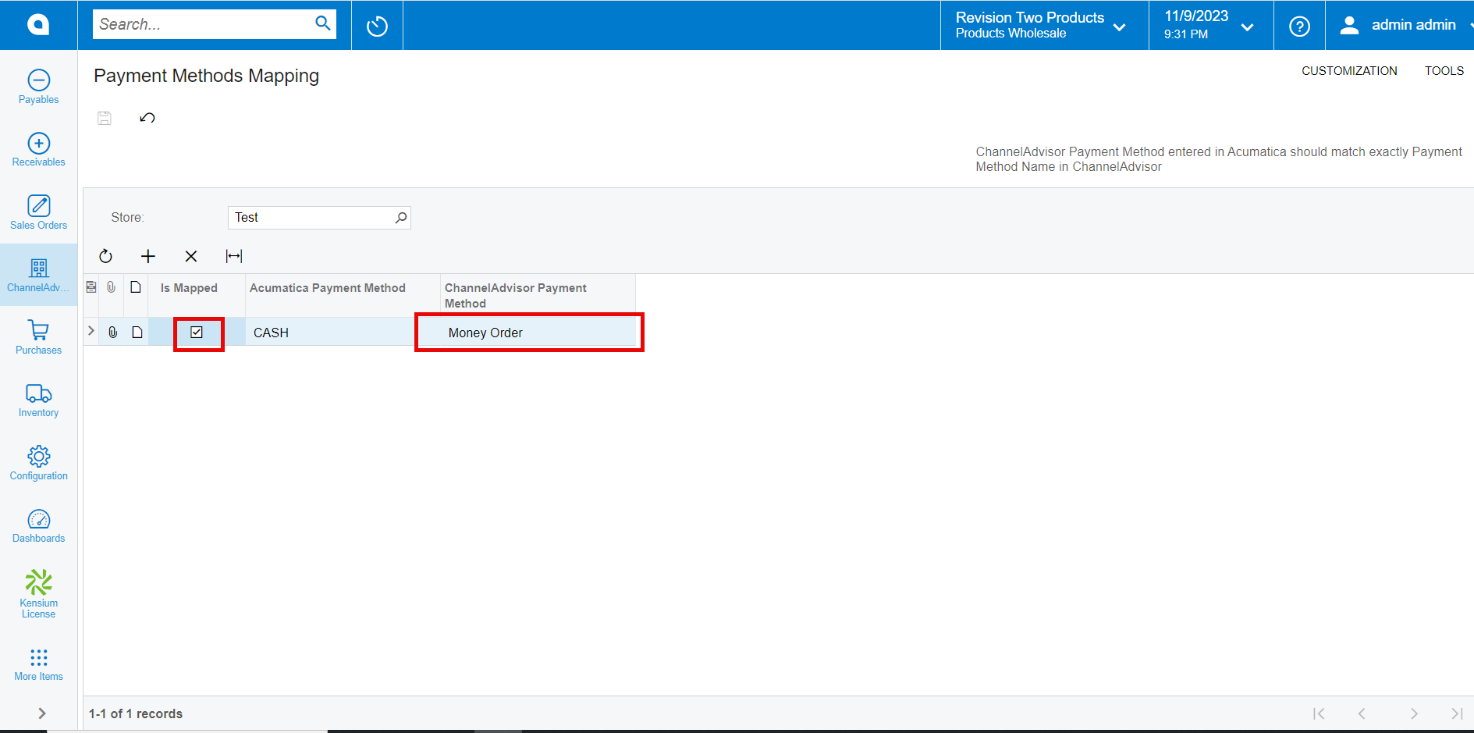 Payment Mapping | Kensium Products Documentation