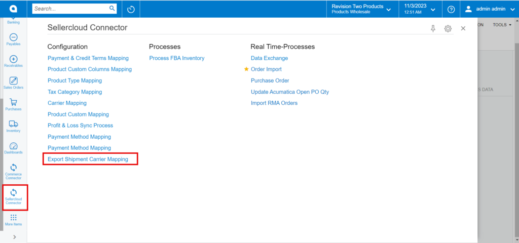 Export Shipment Carrier Mapping