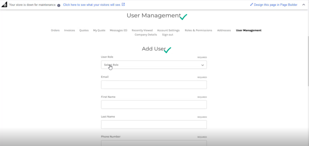 Fields for Adding a User