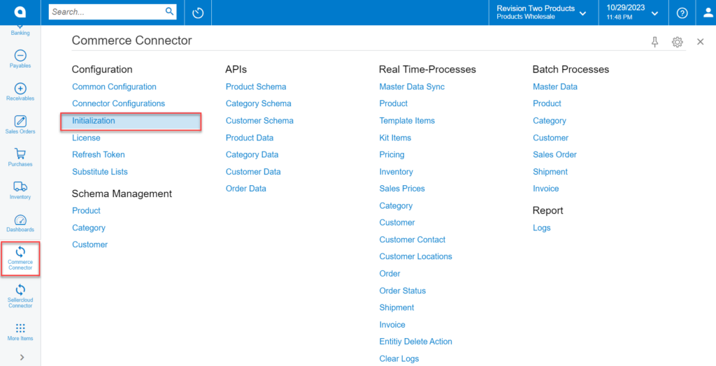 Initialize option under the Configuration