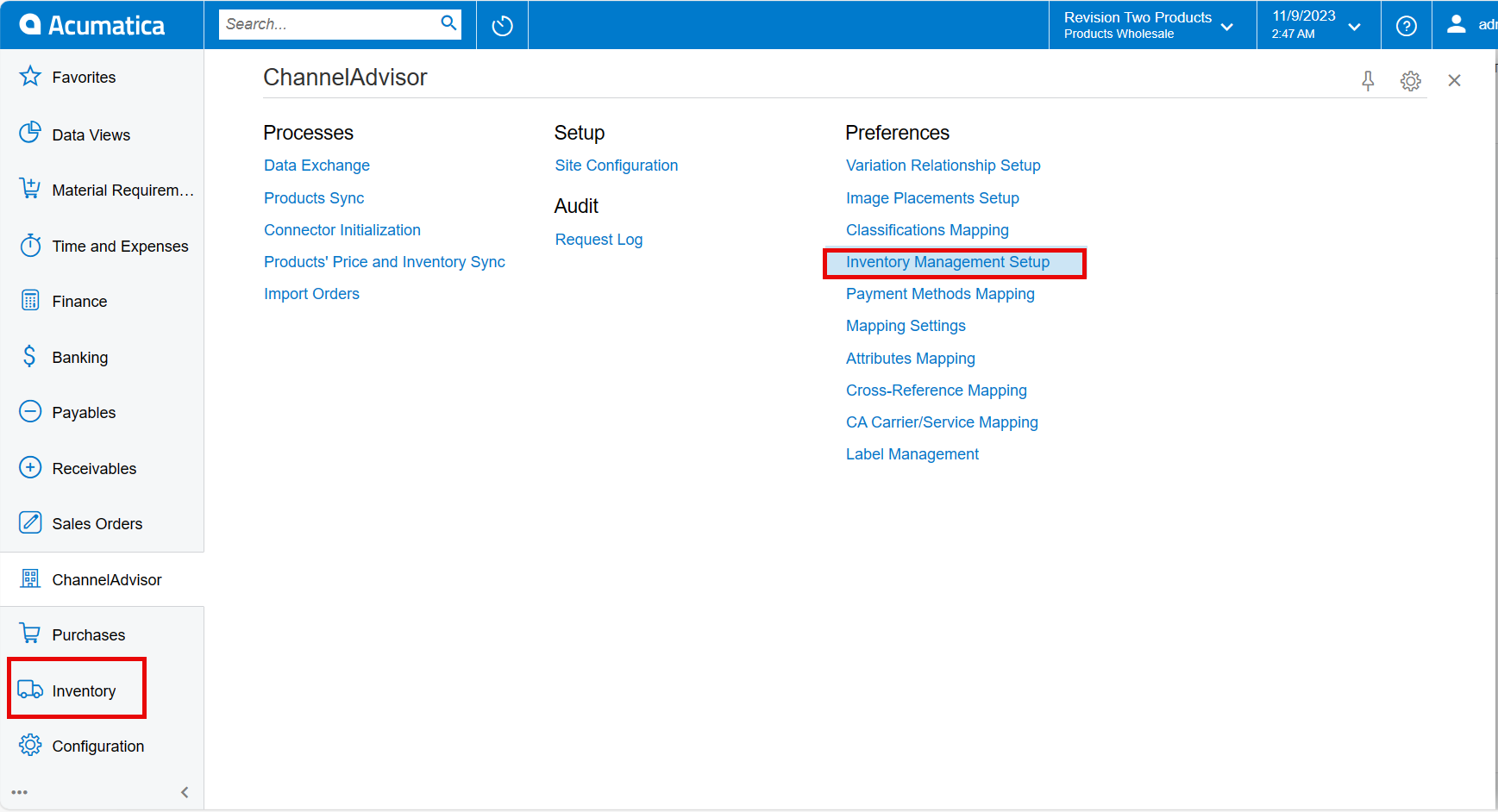Inventory Management Setup | Kensium Products Documentation
