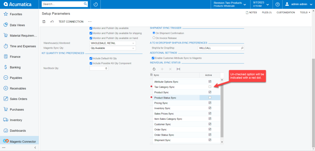 Items excluded from the individual sync status