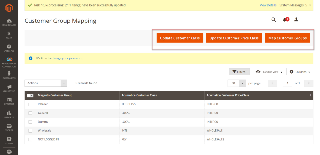 Option available in Customer Group mapping