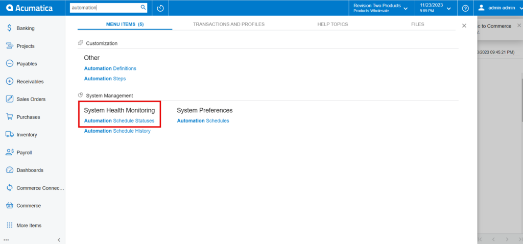 Option for Automation Schedule Statuses