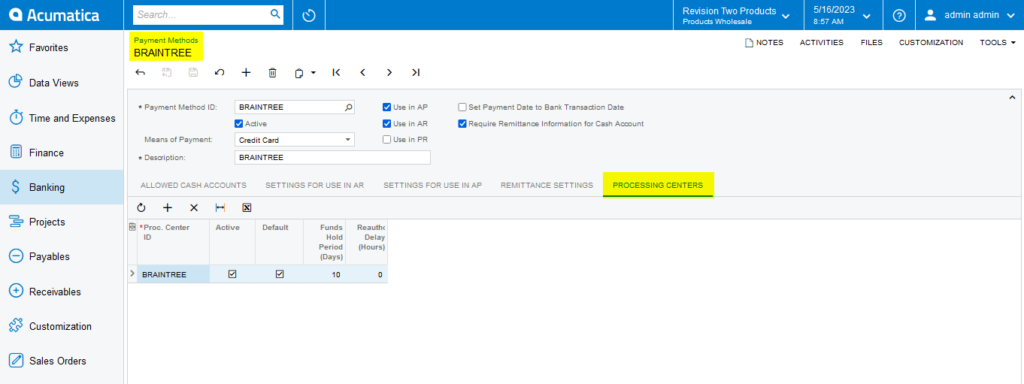 Payment Methods Screen