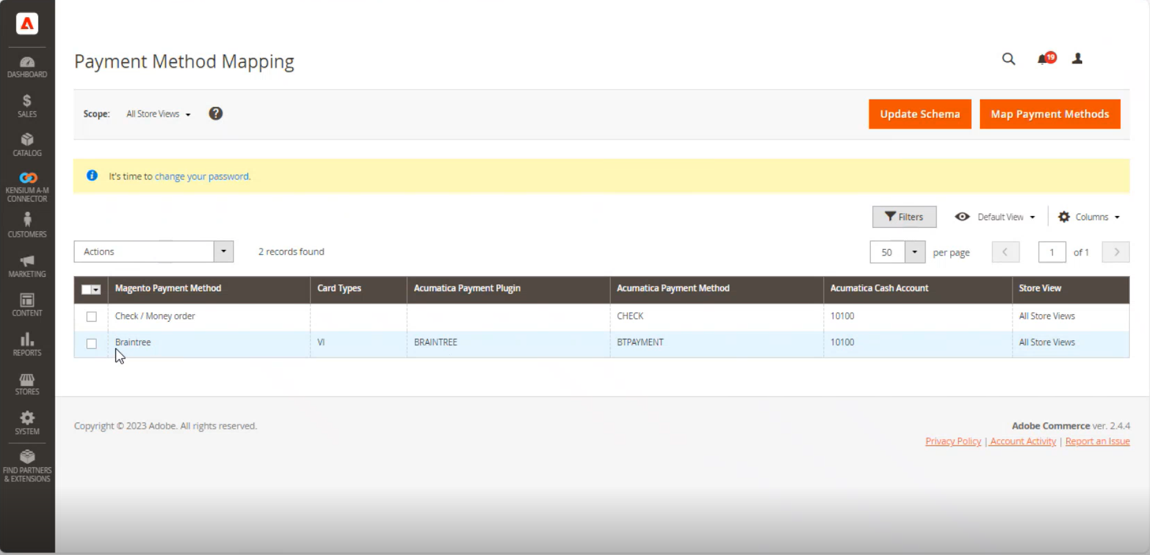 Order Sync with M-A with Payment Method | Kensium Products Documentation