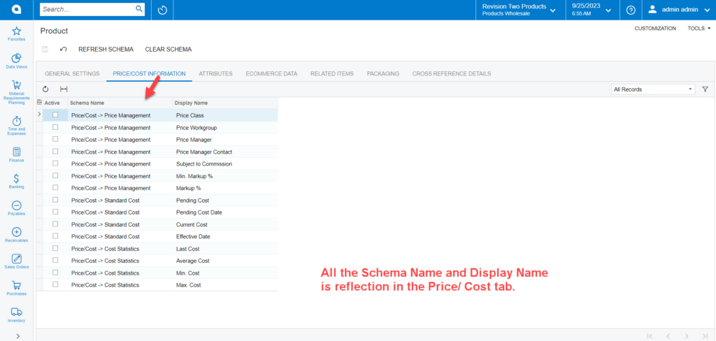 Product Schema in Acumatica | Kensium Products Documentation