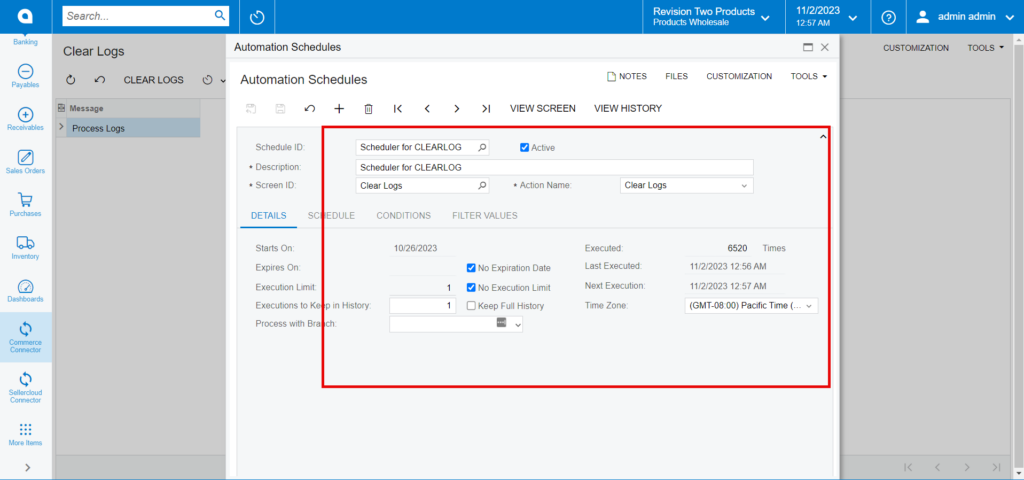 Processed Automation Schedules