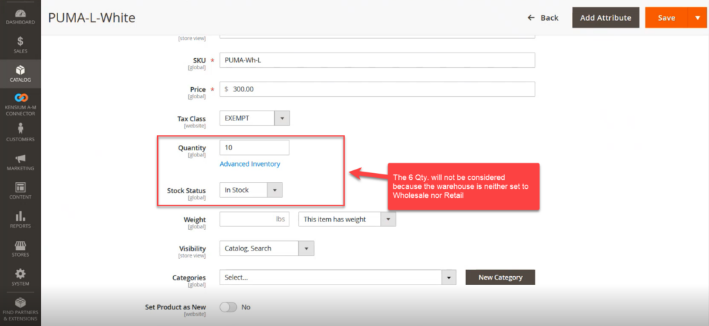 Quantity and Stock Status field