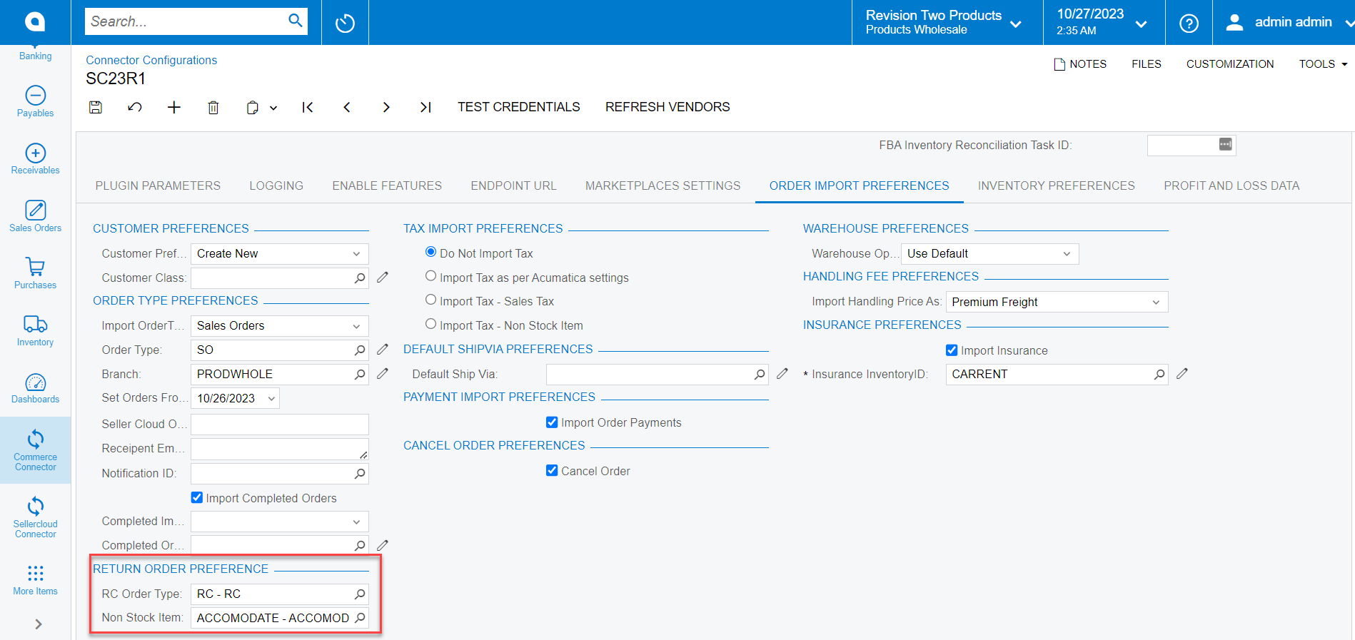 Return Order Preference | Kensium Products Documentation
