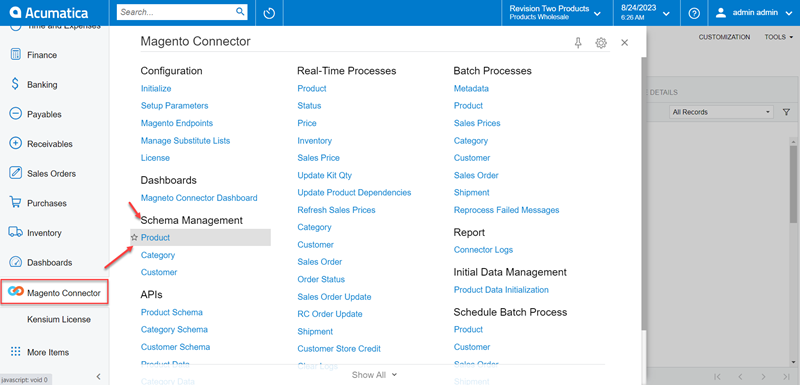 Schema Management within the Magento Connector