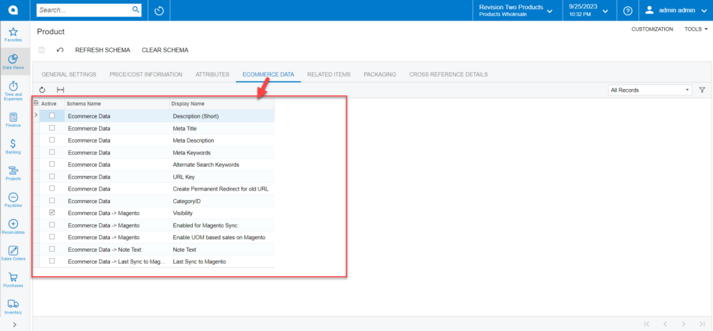 Schema Names and Display Names in E-Commerce Data