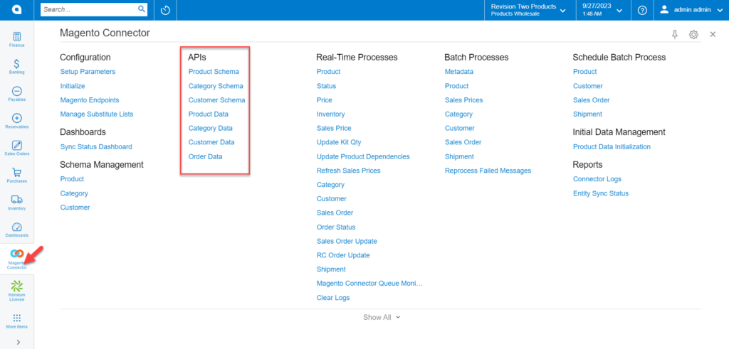 Schema available under the APIs