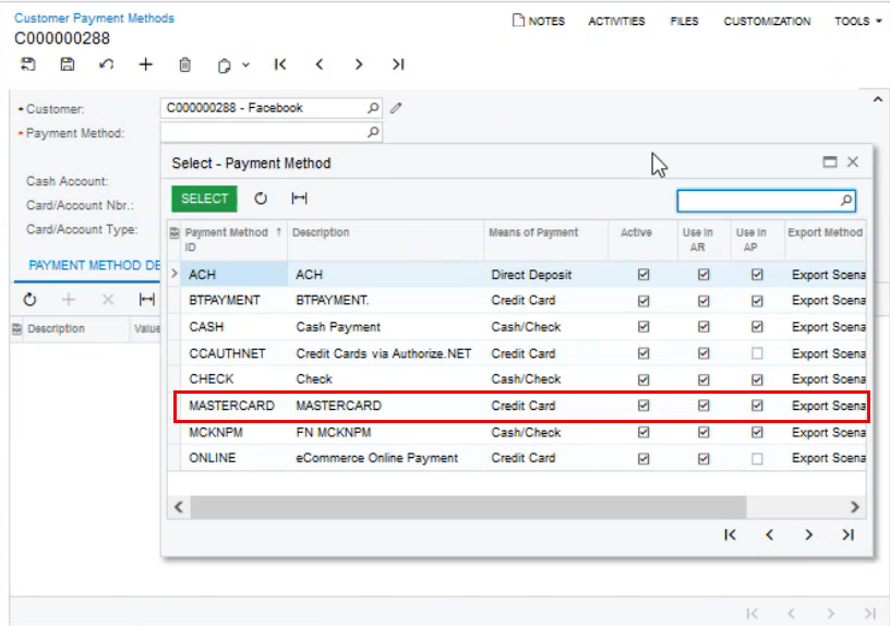 Select Master Card as payment Method