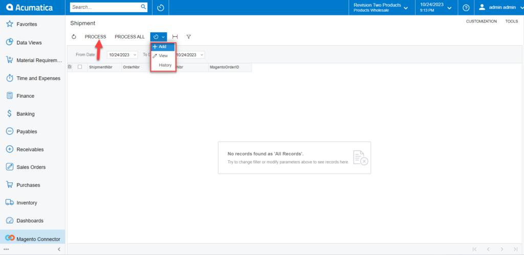 Shipment in Real-Time Process