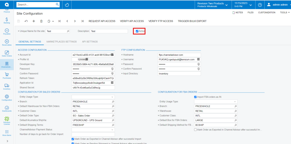 Site Configuration Multiple