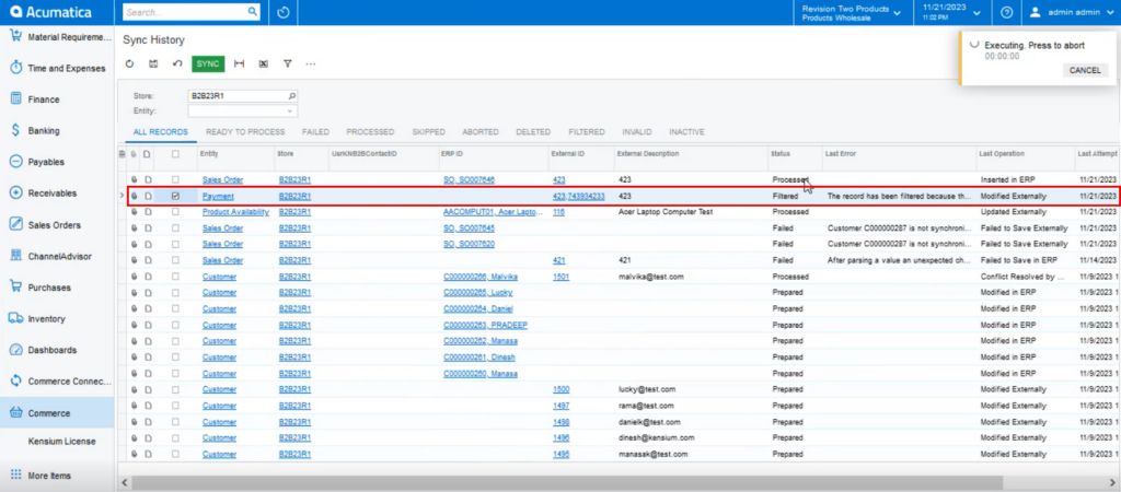 Sync the failed payment