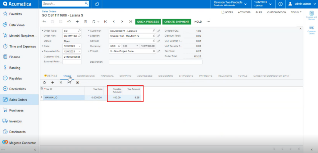 Taxable Amount and Tax Amount