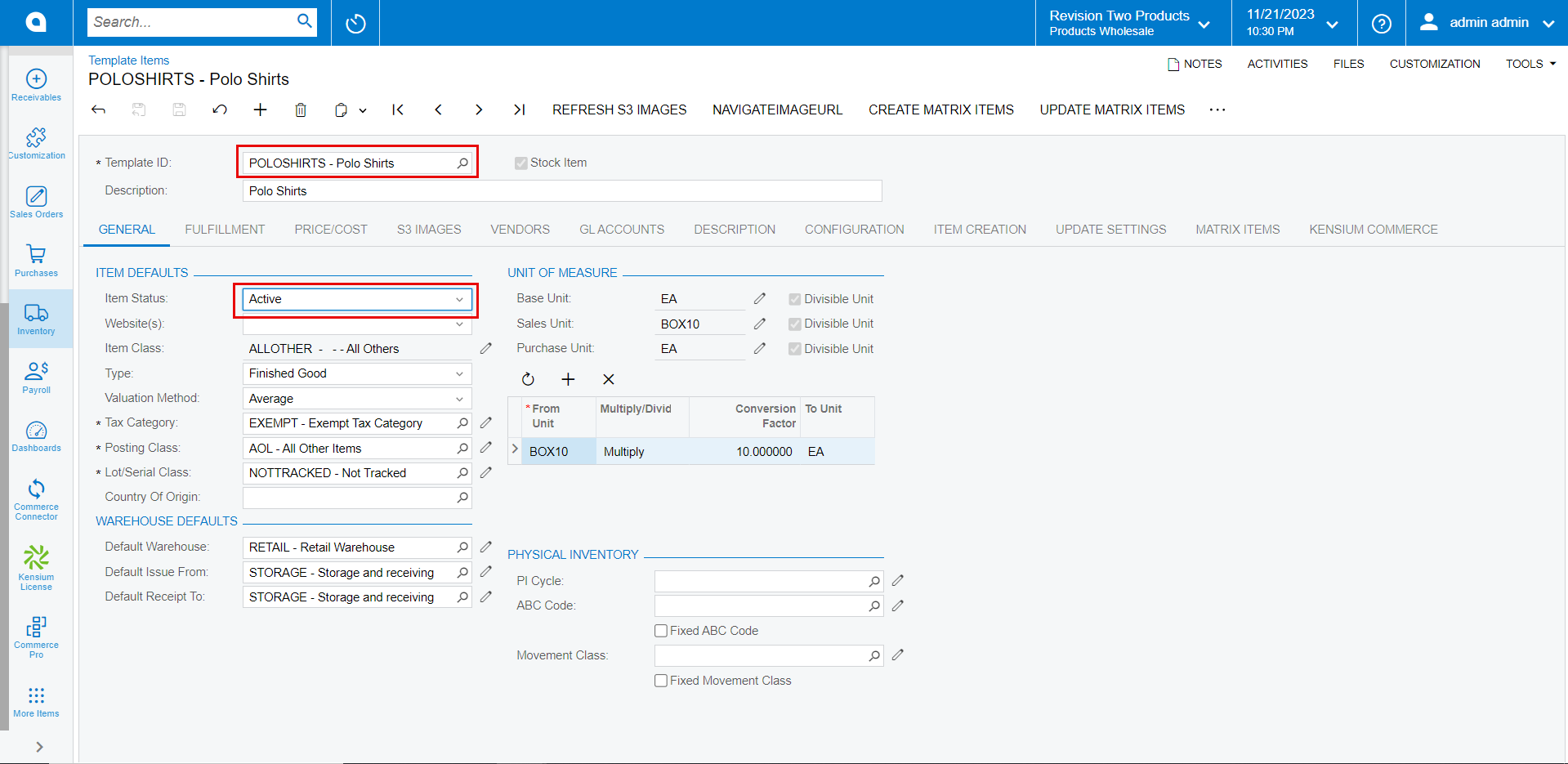 Template Items | Kensium Products Documentation