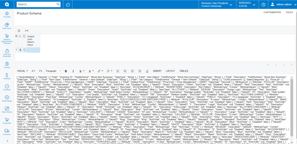 The Product Schema API schema