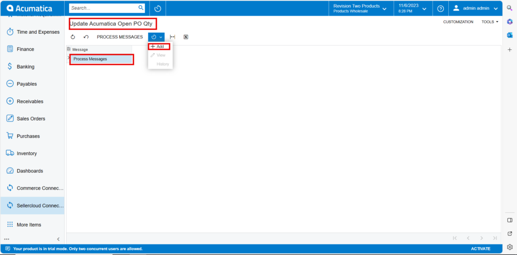 Updated Acumatica Open Po Qty