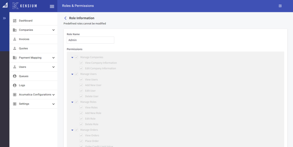 View Option in Predefined Role Information